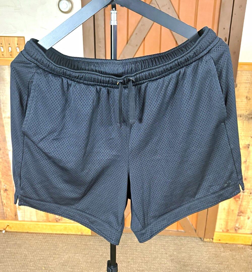 DSG Mens M Black Athletic Mesh Shorts Polyester Drawstring Elastic Waist